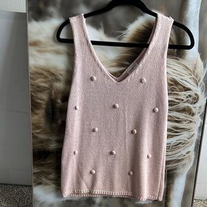 Blu Pepper Blush Knit Top with Pom Pom Accents